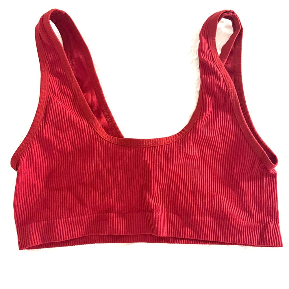 Target Red Ribbed Crop Top - Picture 2 of 2